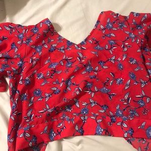 Open back red shirt with flutter sleeves!